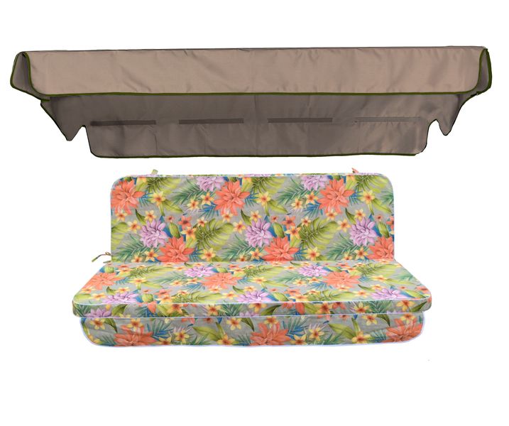 Комплект подушок для гойдалки eGarden CARIOCA VERDE 170x110x6 кавовий тент 120х200 5246 фото
