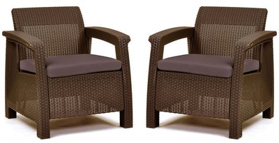 Комплект крісел пластикових Keter Corfu Duo, коричневий 894913110 фото