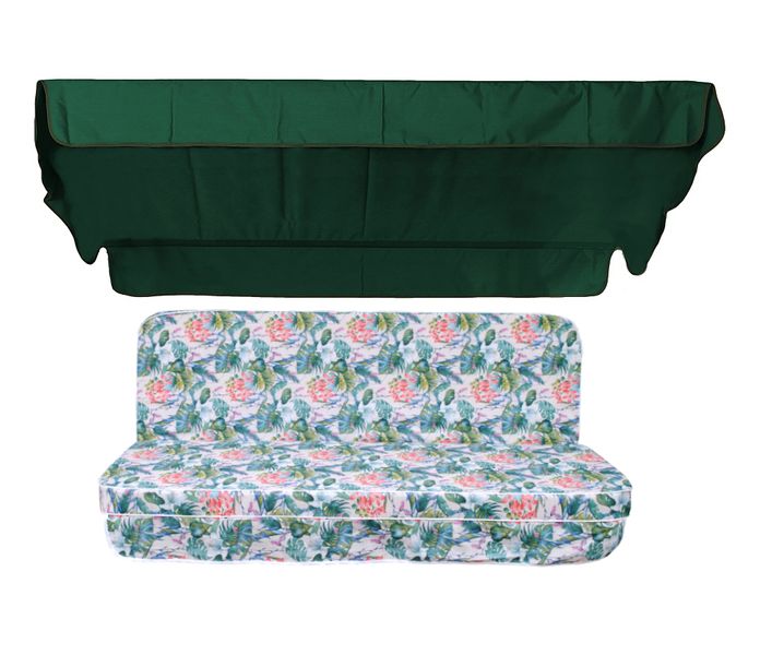 Комплект подушек для качелей люкс eGarden Tahiti 170x110x10 зеленый тент 120x200 4928 фото