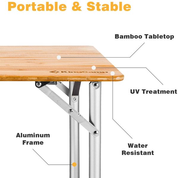 Складаний стіл KingCamp 4-Folding Bamboo Table S(KC3955) BAMBOO COLOR 11503 фото