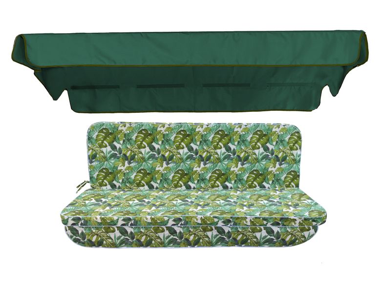 Комплект подушок для гойдалки eGarden ONA VERDE  170x110x6 темно-зелений тент 120х200 5257 фото
