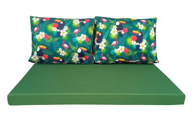 Комплект водоотталкивающих подушек для паллет-дивана eGarden TOUCAN GREEN 120x80x10/120x60x20 5205 фото