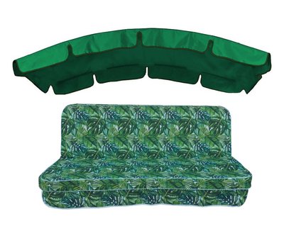 Комплект подушок для гойдалки люкс eGarden Ficus 170x110x10 зелений округлий тент 120x210 5072 фото