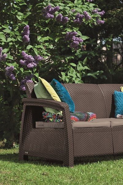 Софа садова пластикова Keter Corfu love seat max, коричнева 1199342176 фото