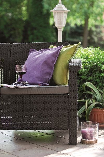 Софа садова пластикова Keter Corfu love seat max, коричнева 1199342176 фото