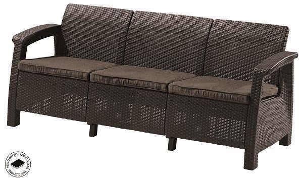 Софа садова пластикова Keter Corfu love seat max, коричнева 1199342176 фото