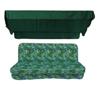 Комплект подушок для гойдалки люкс eGarden Ficus 170x110x10 зелений тент 120x200 5073 фото