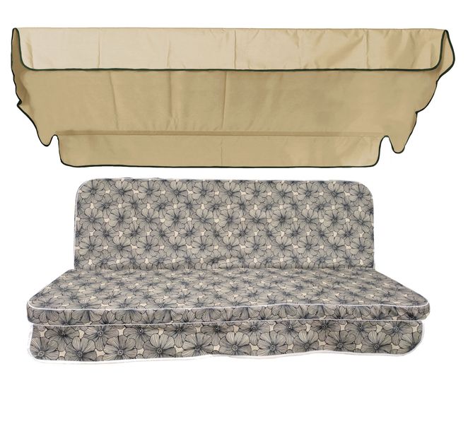 Комплект подушок для гойдалки eGarden Diva 170x110x6 з бежевим тентом 120х200 5168 фото