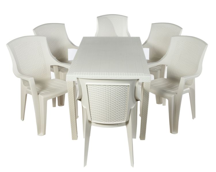 Набір садових меблів Progarden стіл JOKER та 6 крісел EDEN білий 3100 фото