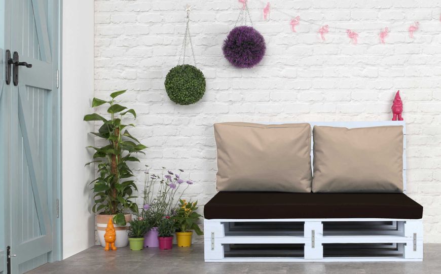 Комплект подушок для палет-дивана eGarden Premium texsilk 120x80x10 коричневий/бежевий 5179 фото