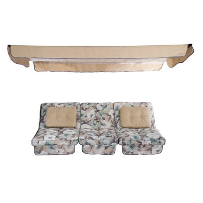 Комплект подушок для гойдалки Ost-Fran MONTREAL 200x110x10 см, тканина Меджік Аква/2737, зі шторами 3126 фото