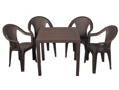 Набір садових меблів Progarden стіл KING та 4 крісла ISCHIA коричневий 2849 фото