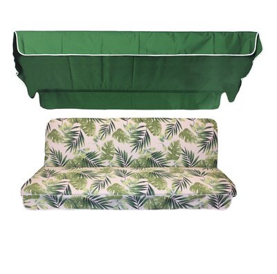 Комплект подушок для гойдалки eGarden Tropical 170x110x6 зелений тент 120x200 4610 фото