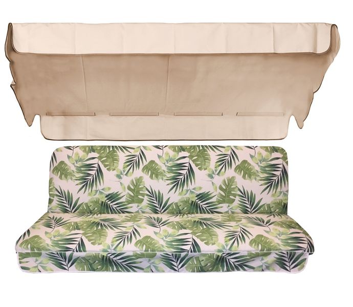 Комплект подушок для гойдалки eGarden Tropical 170x110x6 бежевий тент 120x200 4611 фото