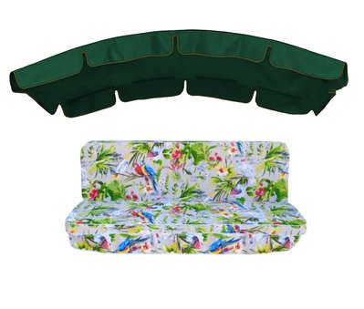 Комплект подушок для гойдалки eGarden Loros Rojo 180x110x6 темно-зелений тент 120x210 4760 фото