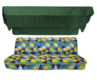 Комплект подушок для гойдалки eGarden Habana 170x110x6 зелений тент 120x200 4612 фото