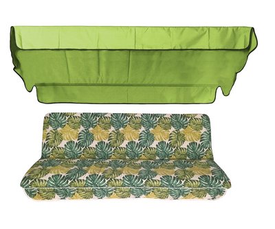 Комплект подушок для гойдалки eGarden Fauna 170x110x6 салатний тент 120x200 4851 фото