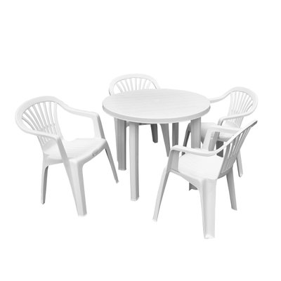 Набір садових меблів Progarden стіл TONDO та 4 крісла білий 1596 фото