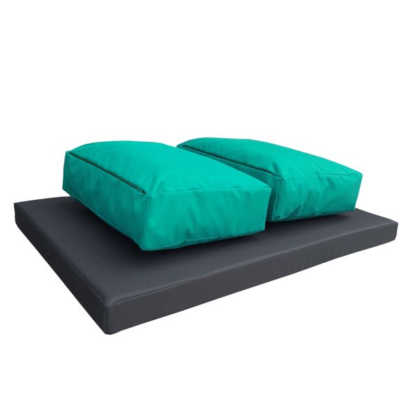Комплект водовідштовхуючих подушок для палет-дивана eGarden Rio 120x80x10 сірий/бірюза 5177 фото