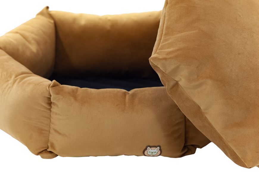 Лежак для собаки eGarden Hexasoft Nest D90 велюр leather brown світло коричневий 6032 фото