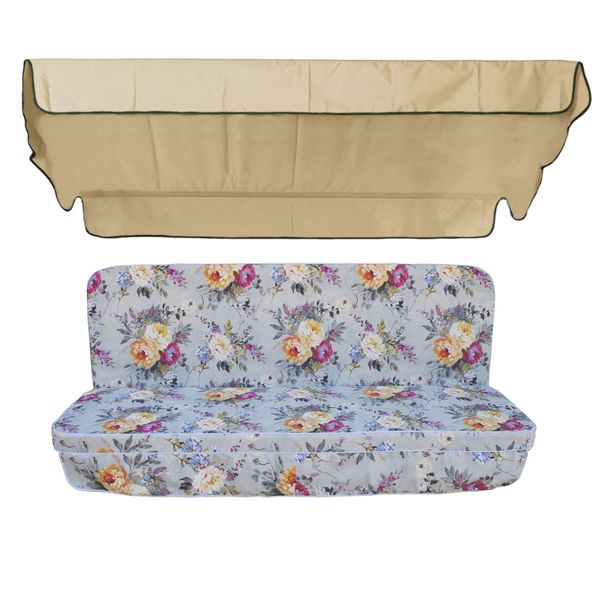 Комплект подушок для гойдалки eGarden Carolina 170x110x6 бежевий тент 120x200 4537 фото
