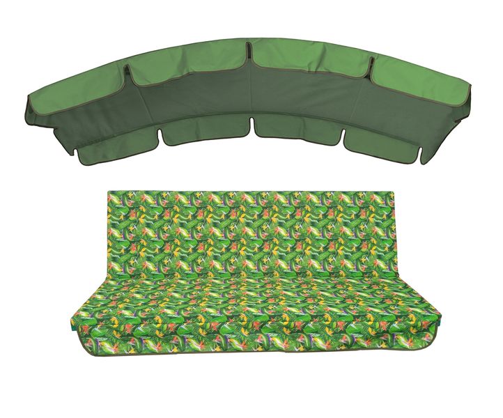 Комплект подушок для гойдалки водовідштовхуючий eGarden KOLIBRI 180x110x6 зелений тент 120x210 5183 фото