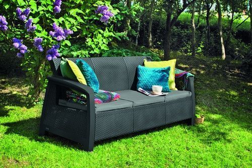 Софа садова пластикова Keter Bahamas love seat max, графіт - прохолодний сірий 897959374 фото