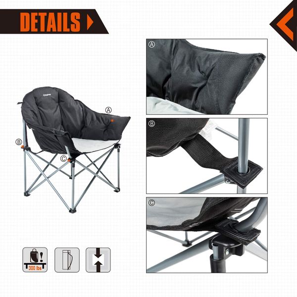 Крісло KingCamp Heavy duty steel folding chair(KC3976) Black/grey 11366 фото