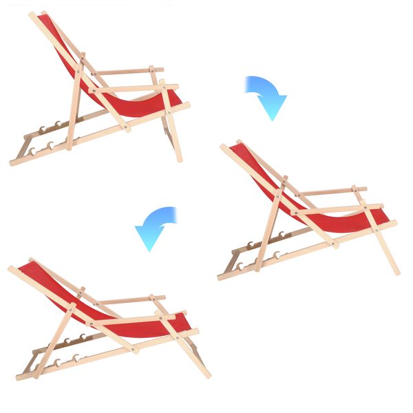 Шезлонг (крісло-лежак) дерев'яний для пляжу, тераси та саду Springos DC0003 RED 3649 фото