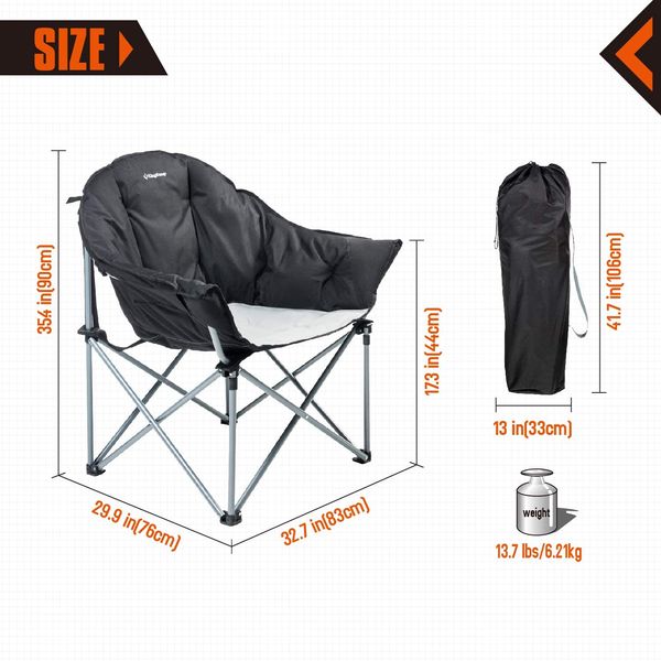 Кресло KingCamp Heavy duty steel folding chair(KC3976) Black/grey 11366 фото