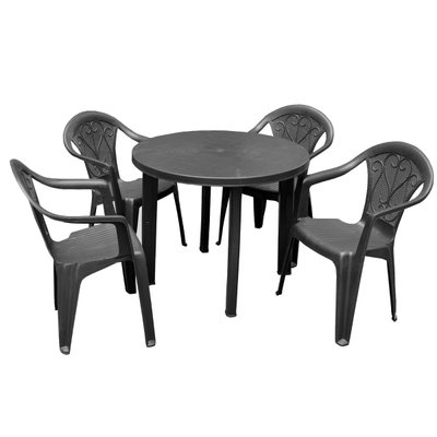 Набір садових меблів Progarden стіл TONDO та 4 крісла атрацит 2845 фото