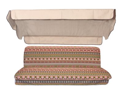 Комплект подушок для гойдалки eGarden Etno 170x110x6 бежевий тент 120x200 4672 фото