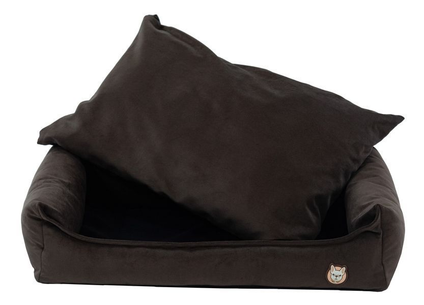 Лежак для собаки eGarden Velvet Lounge 70x50х22 велюр коричневий 6010 фото