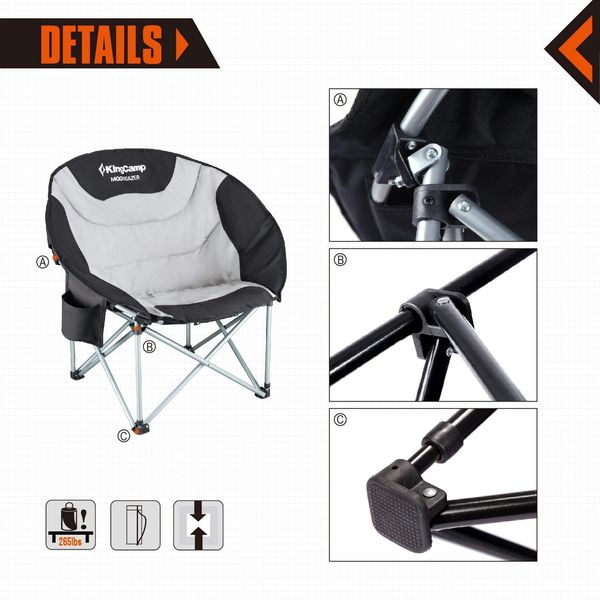 Крісло KingCamp Deluxe Moon Chair(KC3889) Black/grey 11312 фото