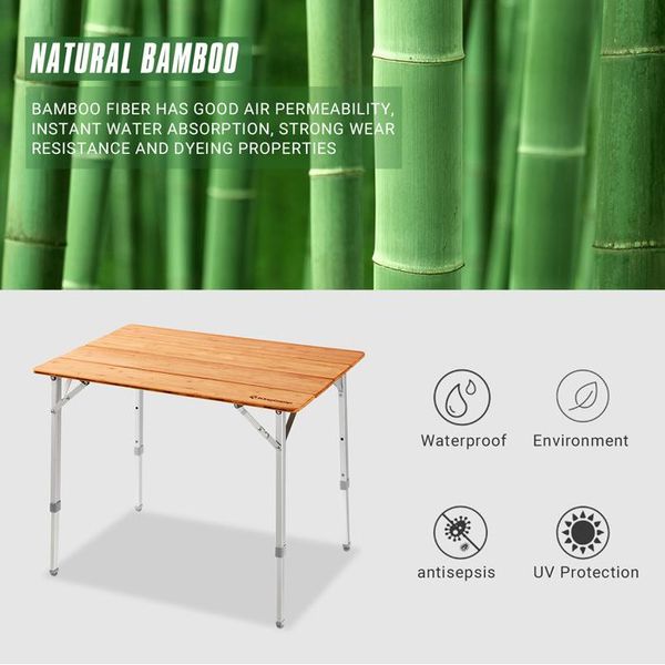 Складаний стіл KingCamp 4-Folding Bamboo Table L(KC2006) bamboo KC2006 YELLOW фото
