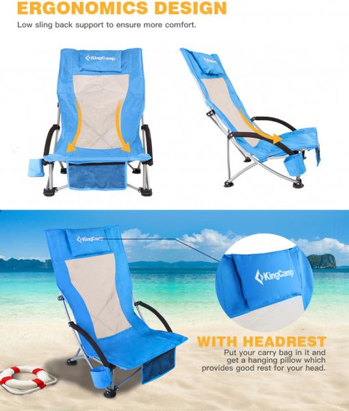 Складане крісло KingCamp High backed beach chair(KC1901) blue KC1901 BLUE фото