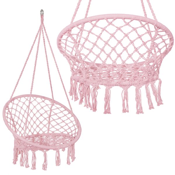 Подвесное кресло-качели (плетеное) Springos SPR0042 Pink 4256 фото