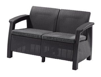 Диван пластиковый садовый Keter Corfu II Love seat, графит 2295374794 фото