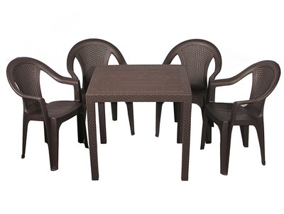 Набір садових меблів Progarden стіл KING та 4 крісла KORA коричневий 3510 фото