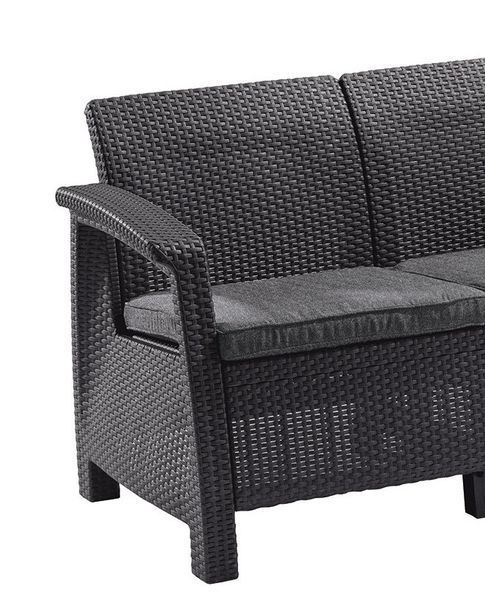 Диван пластиковий садовий Keter Corfu II Love seat, графіт 2295374794 фото