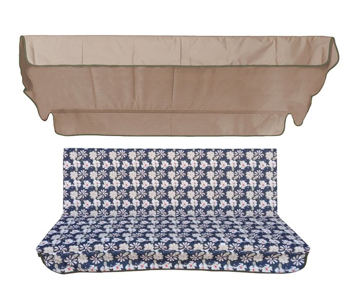 Комплект подушек для качелей водоотталкивающий eGarden PEACH BLOSSOM 170x110x6 бежевый тент 120x200 5196 фото