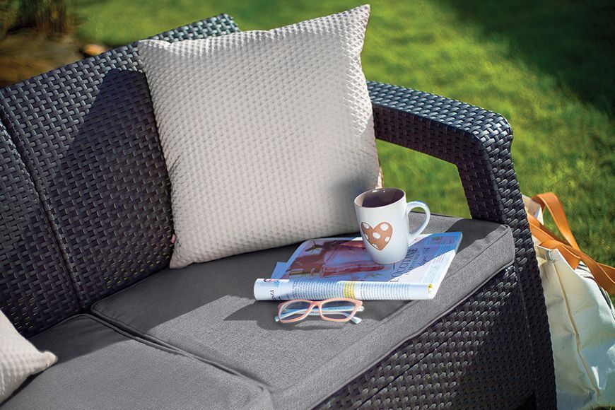 Диван пластиковий садовий Keter Corfu II Love seat, графіт 2295374794 фото