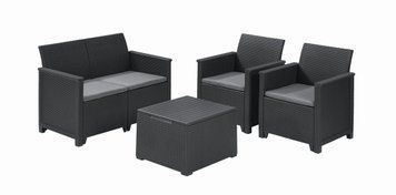 Комплект садовой мебели Keter Emma 2 seater set, стол-сундук, серый 1425820226 фото