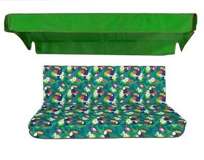 Комплект подушок для гойдалки водовідштовхуючий eGarden TOUCAN GREEN 170x110x6 зелений тент 120x200 5198 фото