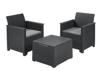 Комплект садовой мебели Keter Emma balcony set, стол-сундук, серый 1425821475 фото