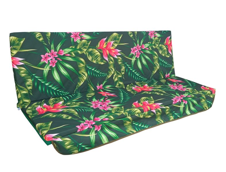 Комплект подушек для качелей водоотталкивающий eGarden Tropical FLOWERS 180x110x6 хаки тент 120x210 5199 фото