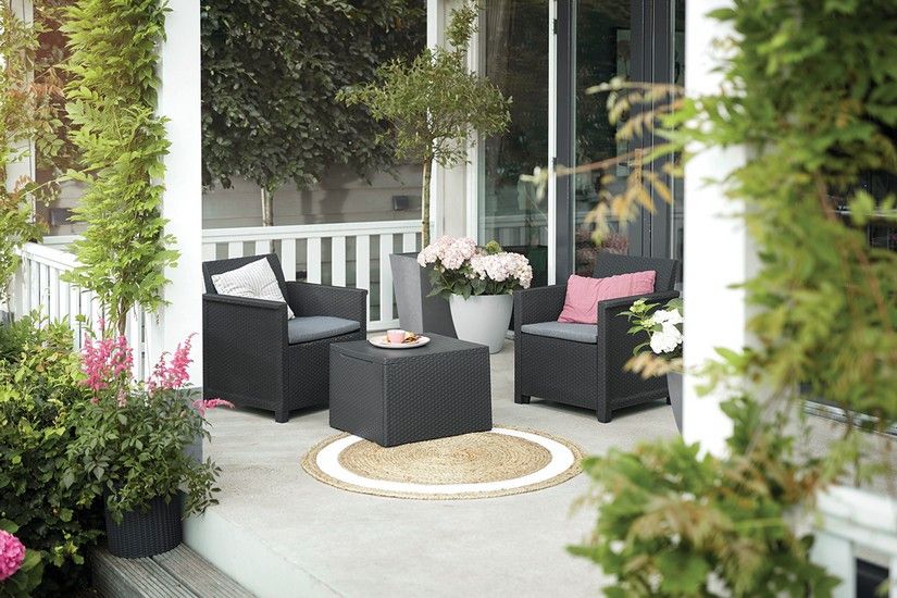 Комплект садових меблів Keter Emma balcony set, стіл-скриня, сірий 1425821475 фото