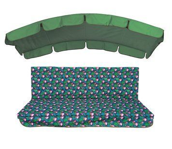 Комплект подушок для гойдалки водовідштовхуючий eGarden WATERLILY 180x110x6 зелений тент 120x210 5200 фото