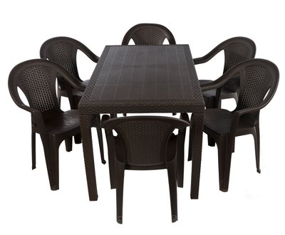 Набір садових меблів Progarden стіл JOKER та 6 крісел KORA коричневий 3507 фото