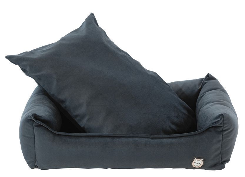Лежак для собаки eGarden Velvet Lounge 60x40х22 велюр volcanic ash антрацит 6021 фото